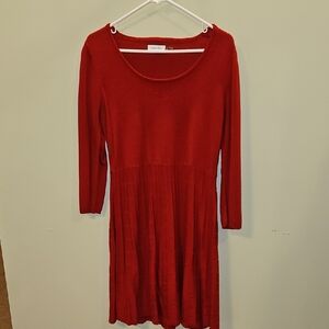 Calvin Klein Red A-Line 3/4 Sleeve Dress